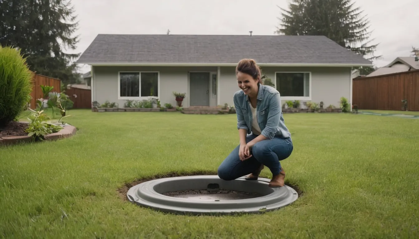 A septic tank access lid in a tidy yard in the Romulus area